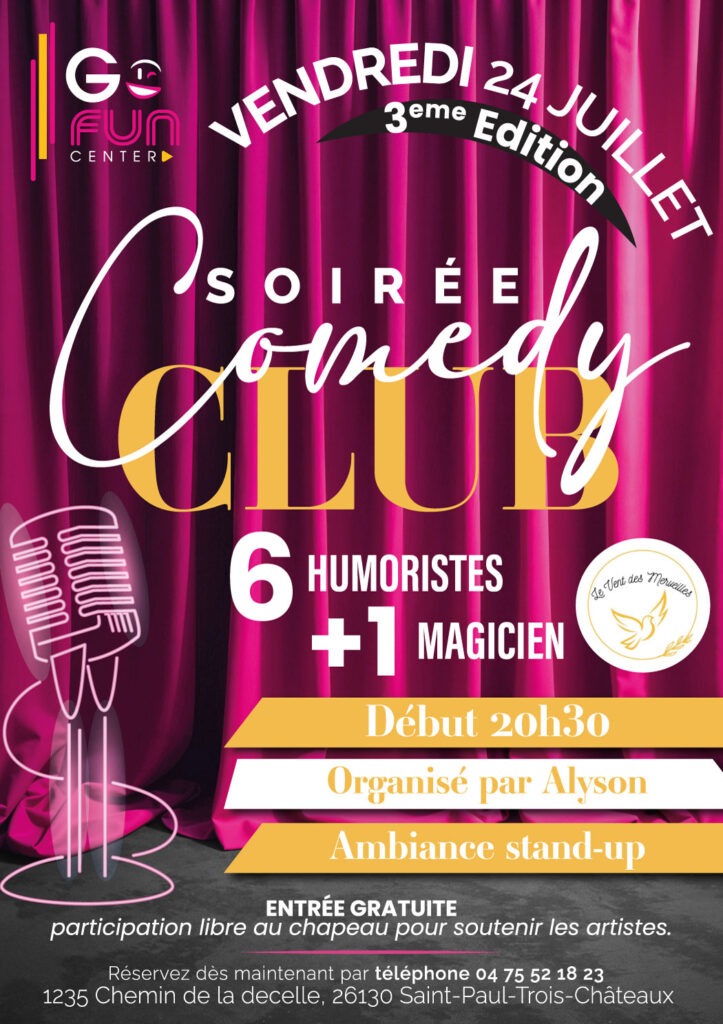 Flyer de la soirée Comedy Club du 24 juillet